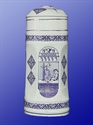 Kép Porcelán tégely szögletes metszetes dekorral, kék